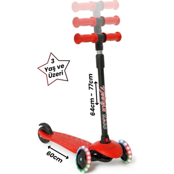 Cool Wheels Star Işıklı 3 Tekerlekli Çocuk Scooter KIRMIZI - Görsel 2