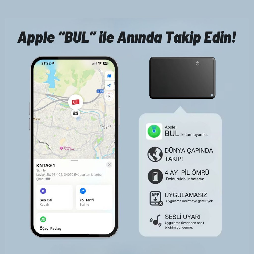 Apple Uyumlu Akıllı Takip Kartı - Görsel 3