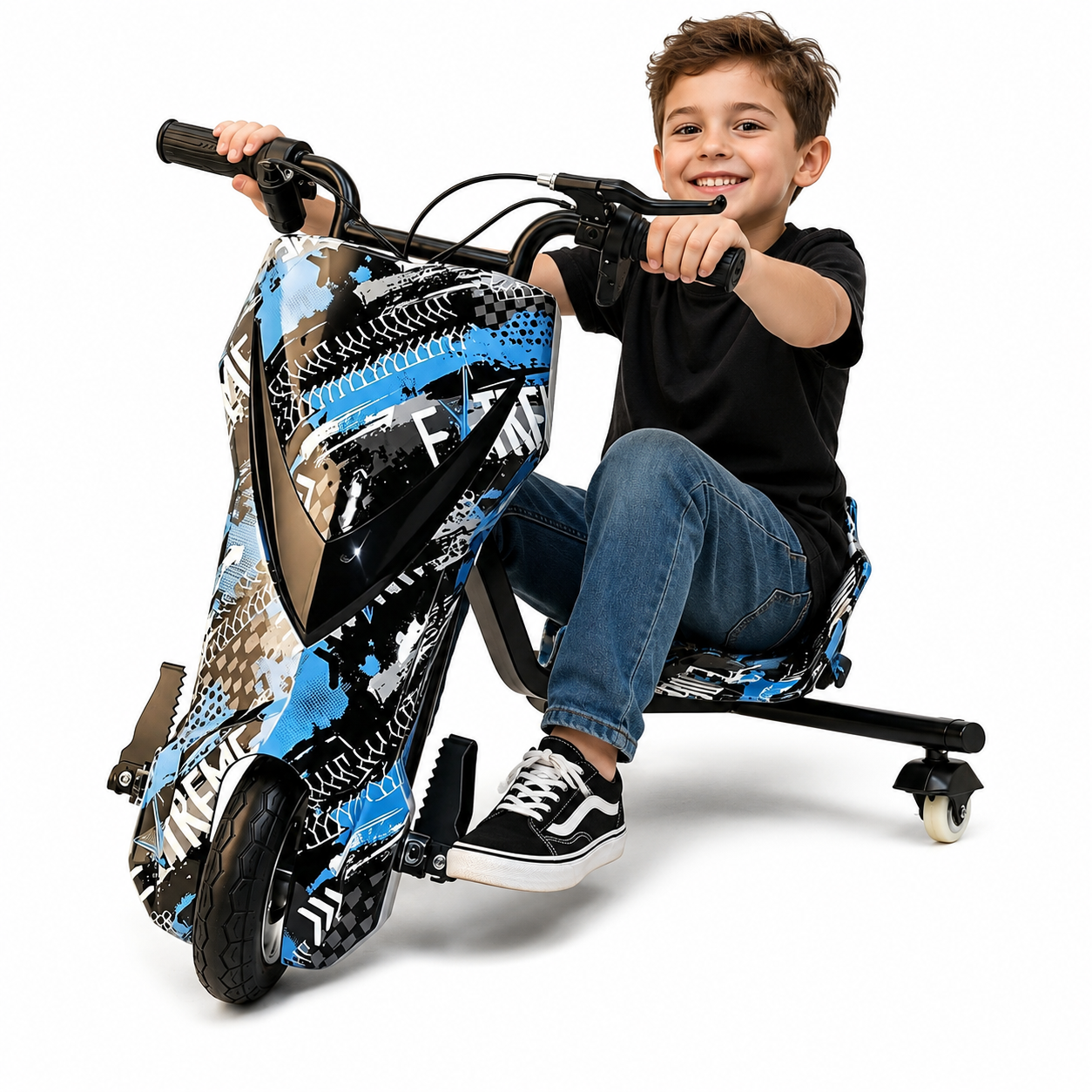 Çocuk 3 Teker Drift Scooter - Mavi - Görsel 2