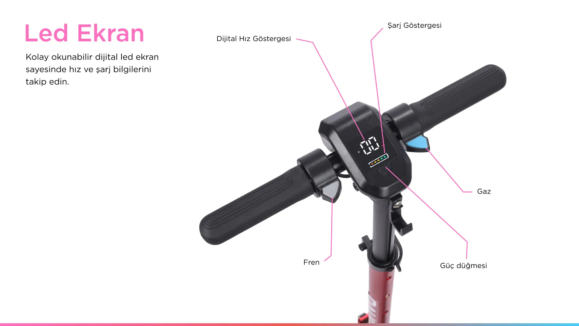 KX-03P 200W Elektrikli Çocuk Scooter Ekran Özellikleri